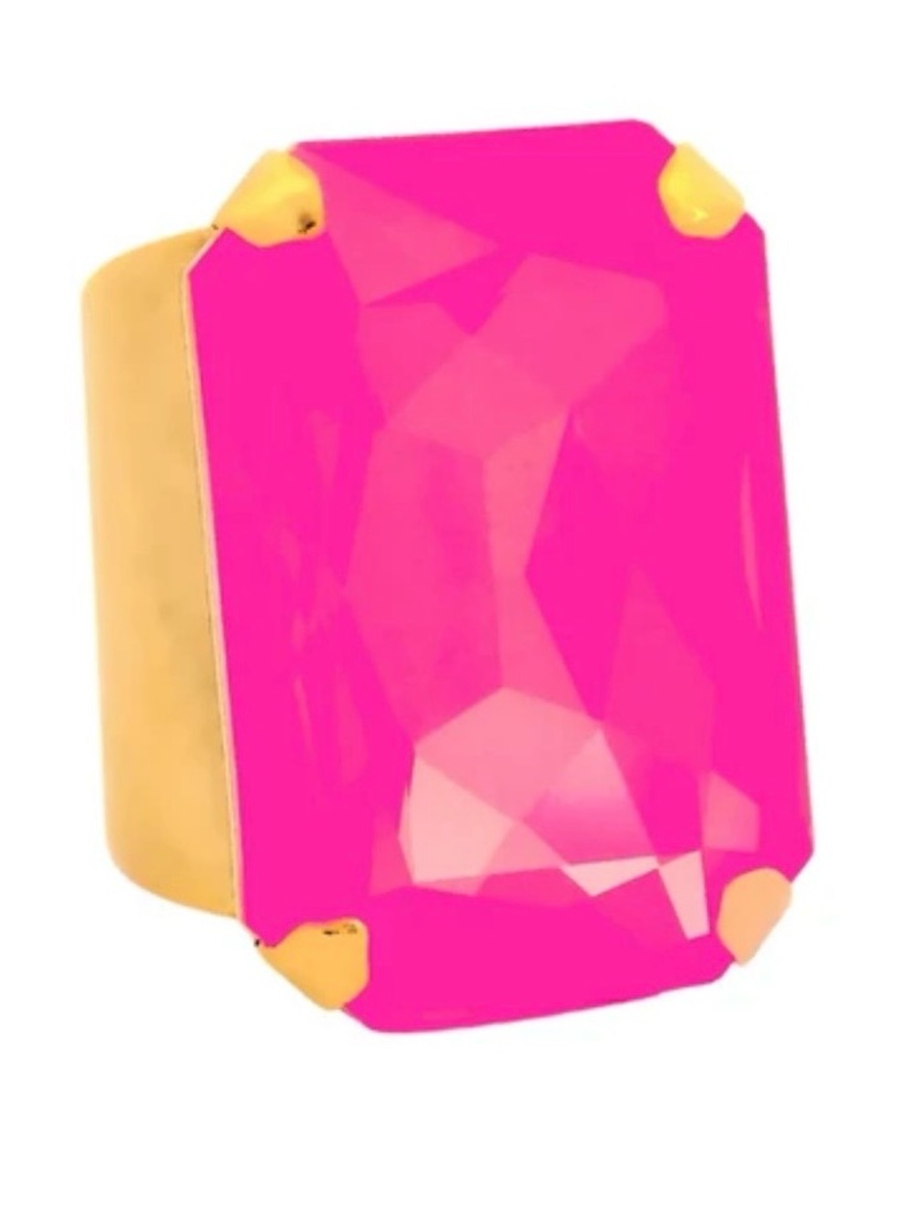 TOVA mini-soleil ELECTRIC PINK Emerald-Cut Stone & gold band statement ring NWT